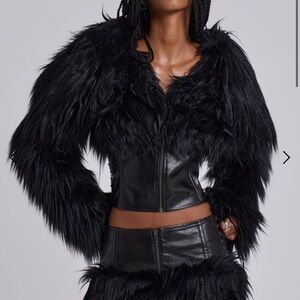 NWT Jaded London Viera Faux Fur and Leather Jacket SMALL